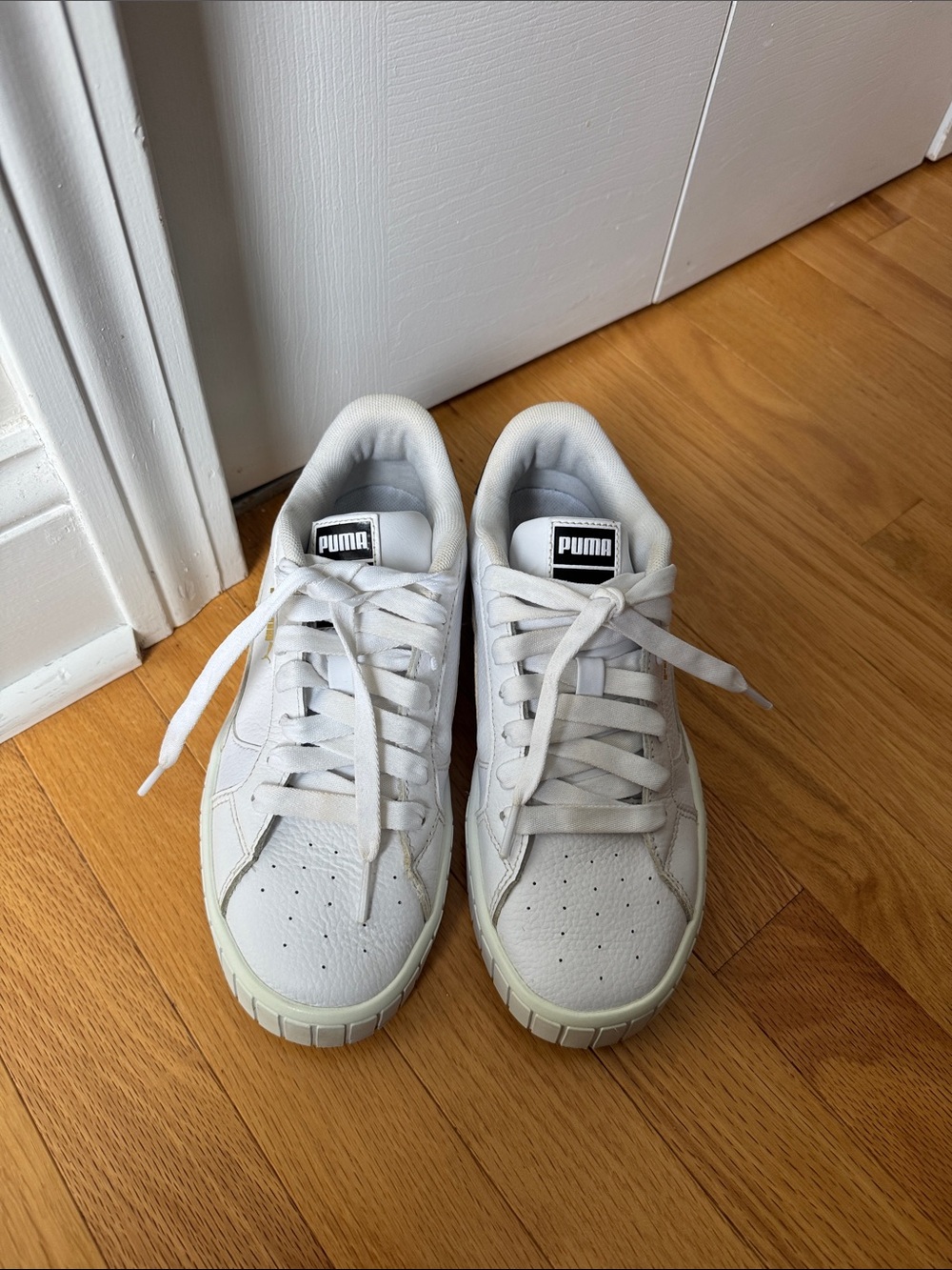 Puma Kids White Low-Top Leather Sneakers